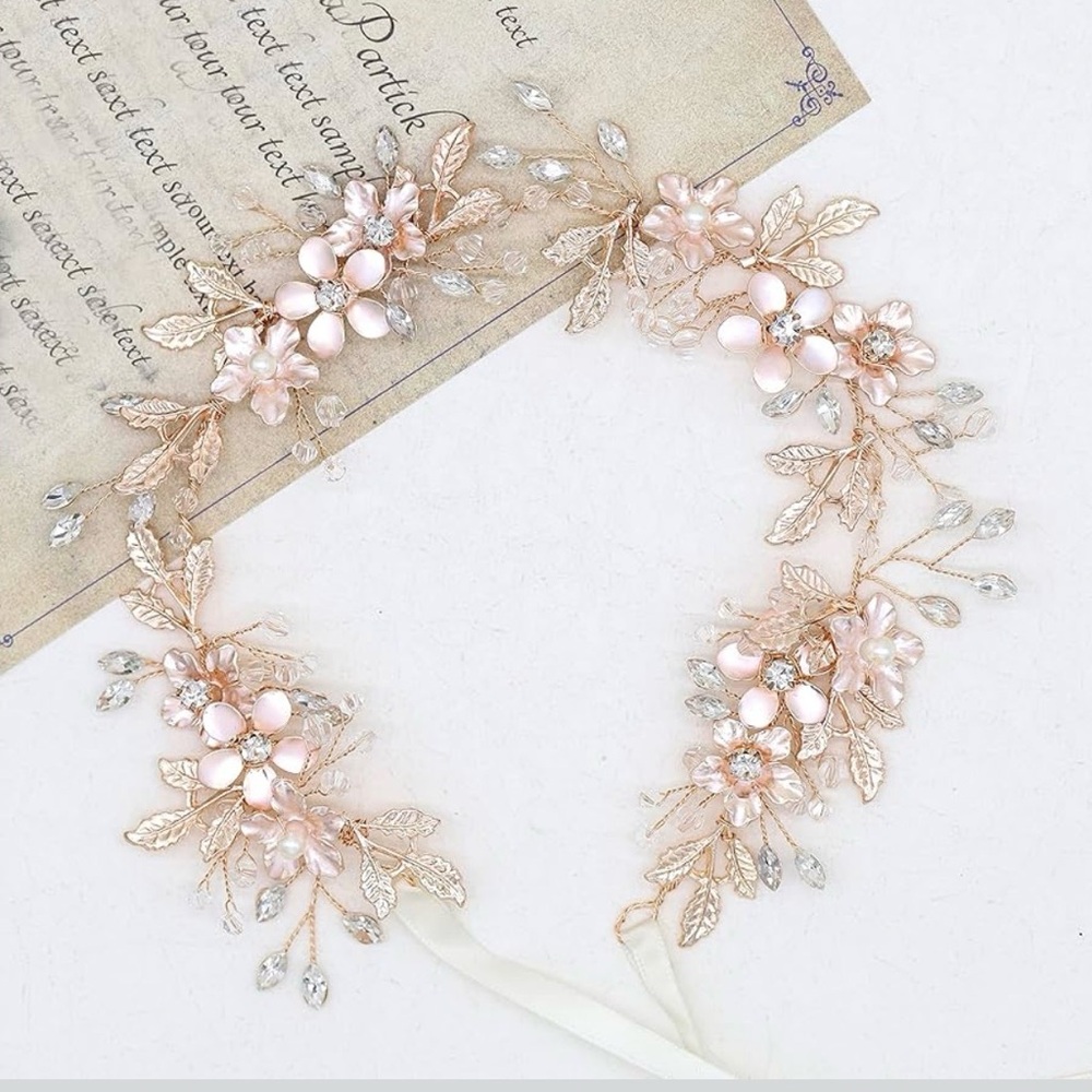 NEW IN BOX Wedding headpiece Headband Floral Rose Gold Women's
